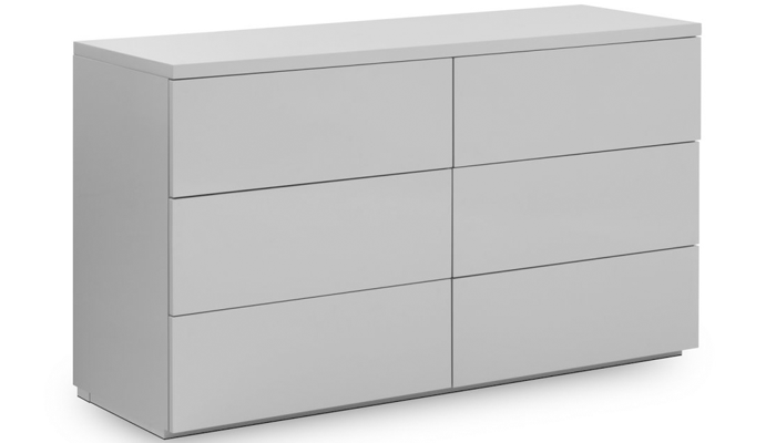 6 Drawer Wide Chest - Grey Gloss